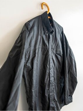 Vintage SKYR Black Nylon Snap Front Windbreaker Jacket